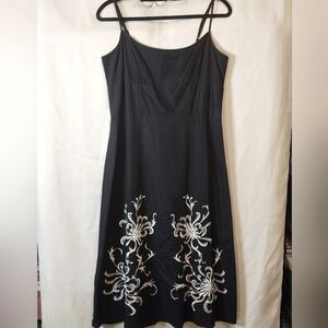 Ann Taylor Loft Black Embroidered Dress, Size 8